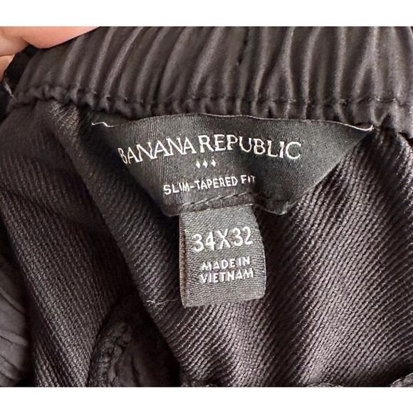 Banana Republic Mens Performance Tapered Pants Size 34X32 Black Golf Travel Slim - Picture 7 of 9